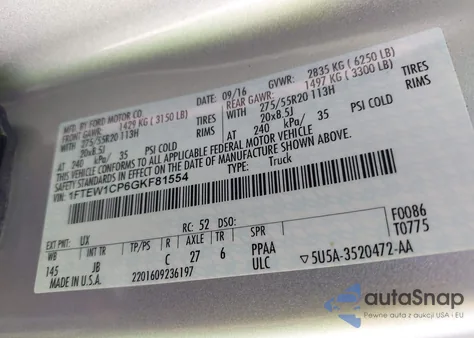 2016 Ford F-150 Xlt from USA, damaged, VIN 1FTEW1CP6GKF81554